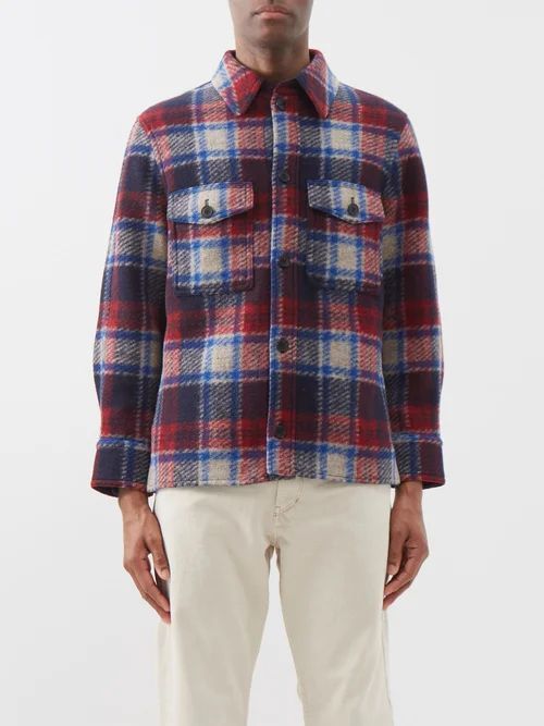 Kervon Checked Twill Overshirt - Mens - Red Multi