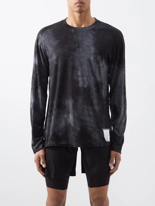 Cloudmerino Tie-dye Merino Long-sleeved T-shirt - Mens - Black