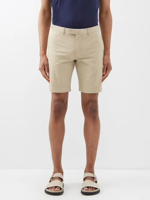 Cotton-blend Twill Chino Shorts - Mens - Beige