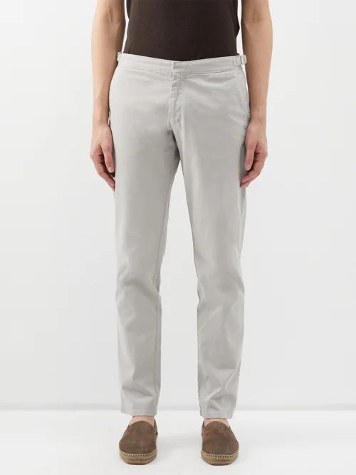 Fallon Cotton-blend Chino Trousers - Mens - Grey