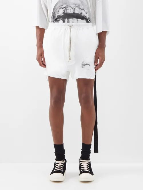 X Michèle Lamy Phleg Cotton-jersey Shorts - Mens - White Black