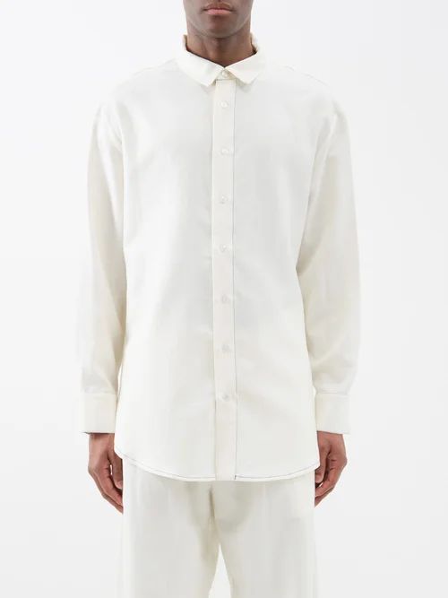 Oversized Merino-blend Shirt - Mens - Cream