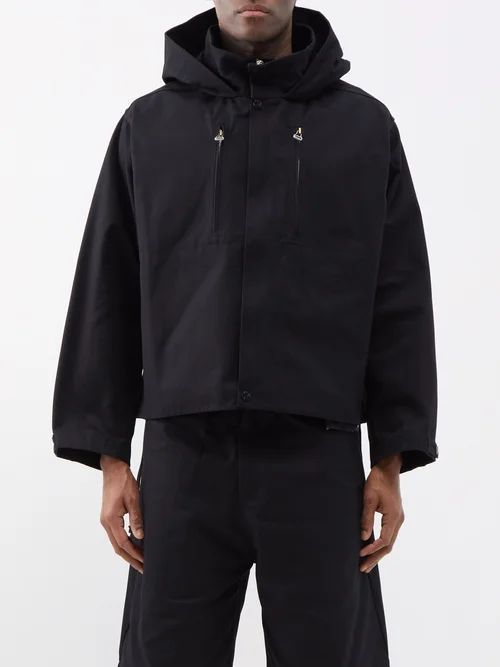 Cotton-canvas Hooded Jacket - Mens - Black
