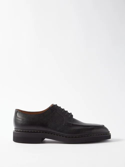 Arron Grained-leather Derby Shoes - Mens - Black