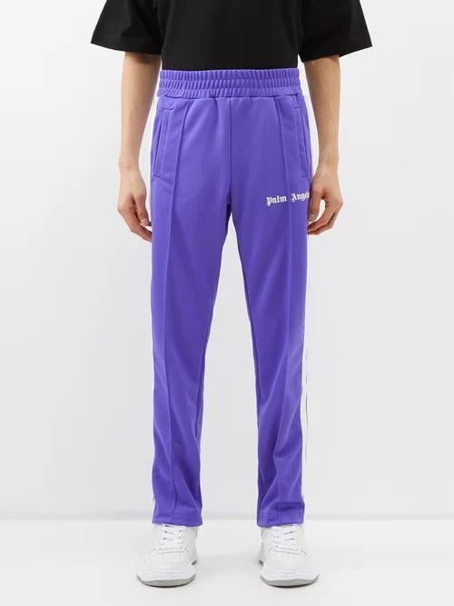 Logo-print Striped Jersey Track Pants - Mens - Purple White