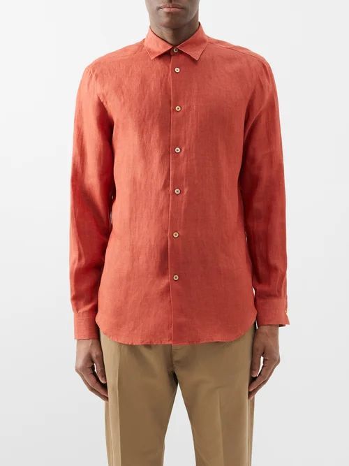Linen Shirt - Mens - Red