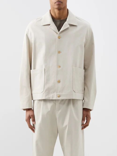 Cuban-collar Cotton Overshirt - Mens - White