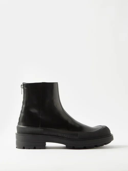 Tread Leather Ankle Boots - Mens - Black