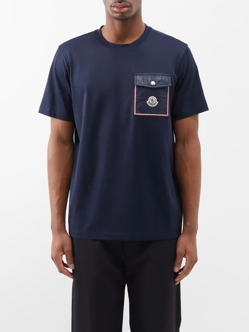 Flap-pocket Cotton-jersey T-shirt - Mens - Navy
