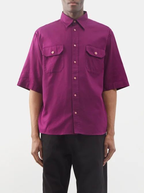 Samblir Logo-print Cotton Shirt - Mens - Purple