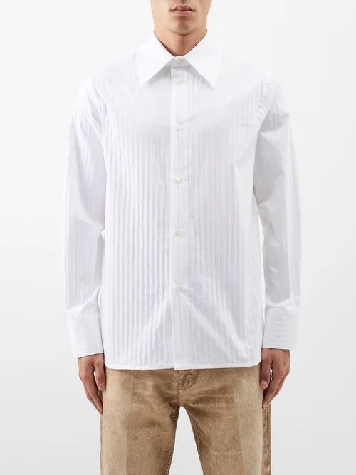 Mille Herringbone Cotton-blend Shirt - Mens - White