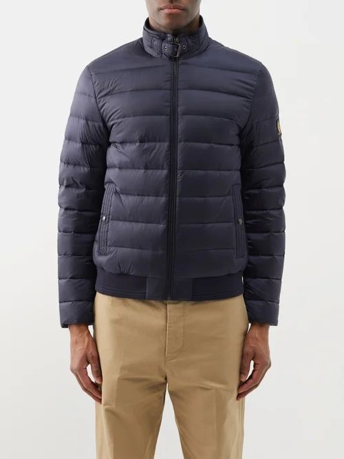 Circuit Buckled-neck Quilted-down Jacket - Mens - Navy