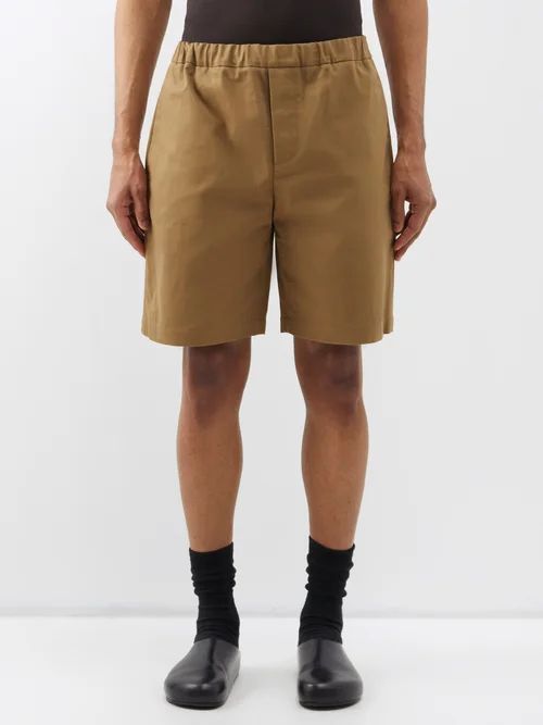 Ed Drawstring-waist Cotton-twill Shorts - Mens - Brown