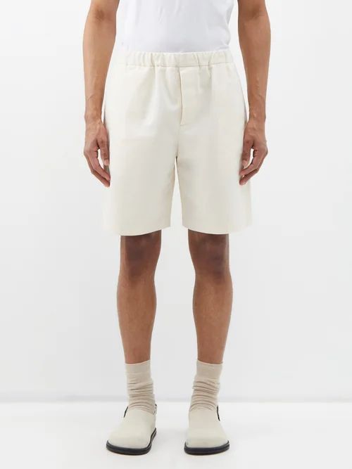 Ed Cotton-twill Shorts - Mens - Cream