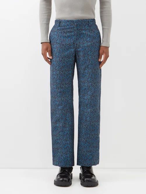 Benz Twisted-inseam Trousers - Mens - Blue Multi