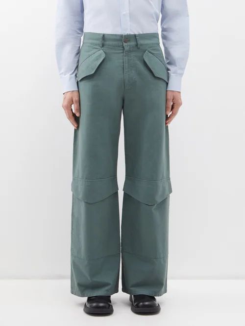 Flap-pocket Cotton Cargo Trousers - Mens - Khaki