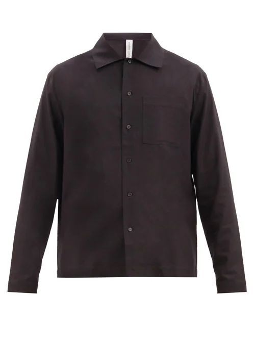 Patch Pocket Raw-silk Shirt - Mens - Black