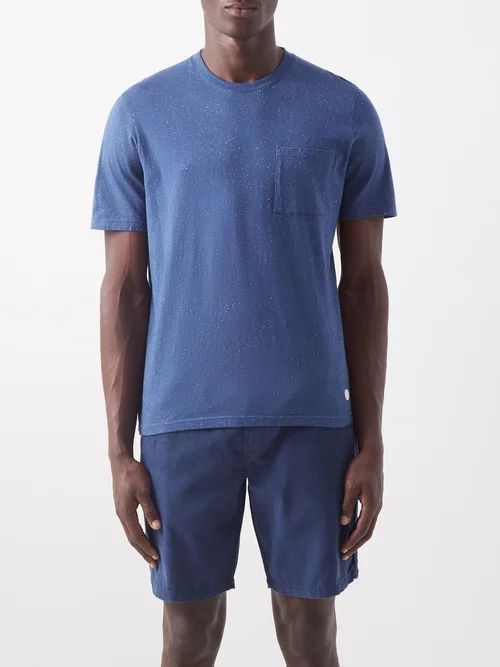 Assembly Patch-pocket Organic Cotton-blend T-shirt - Mens - Blue