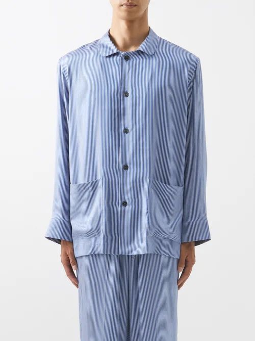 Lakehouse Striped Silk Shirt - Mens - Blue Multi