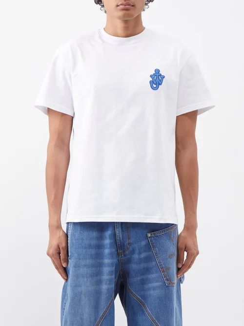 Anchor Appliqué Cotton-jersey T-shirt - Mens - White