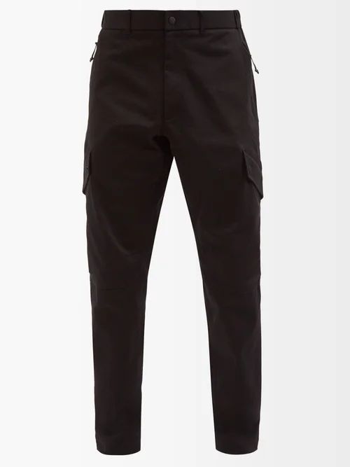 Cotton Blend-twill Cargo Trousers - Mens - Black