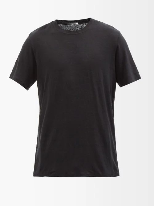 Leon Linen-blend Jersey T-shirt - Mens - Black