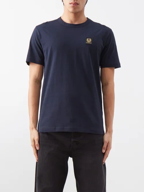 Logo-patch Cotton-jersey T-shirt - Mens - Navy