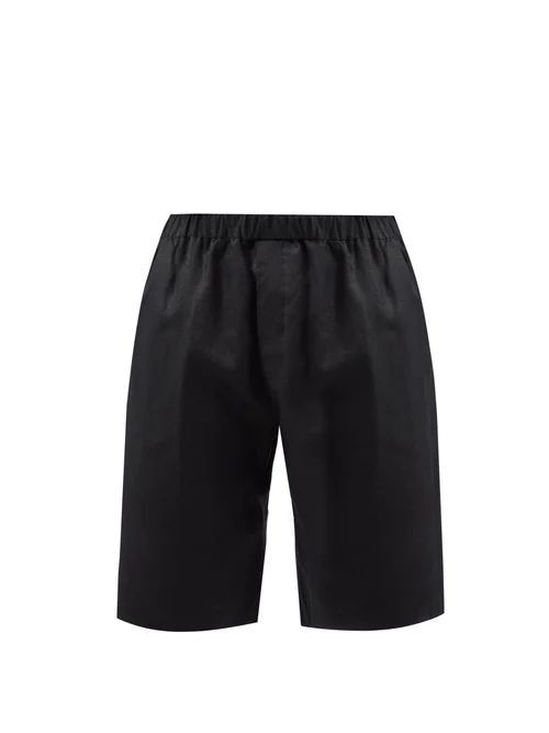 Elasticated-waist Linen Shorts - Mens - Black