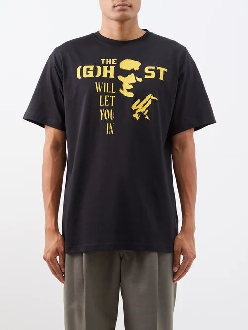 Ghost-print Cotton T-shirt - Mens - Black