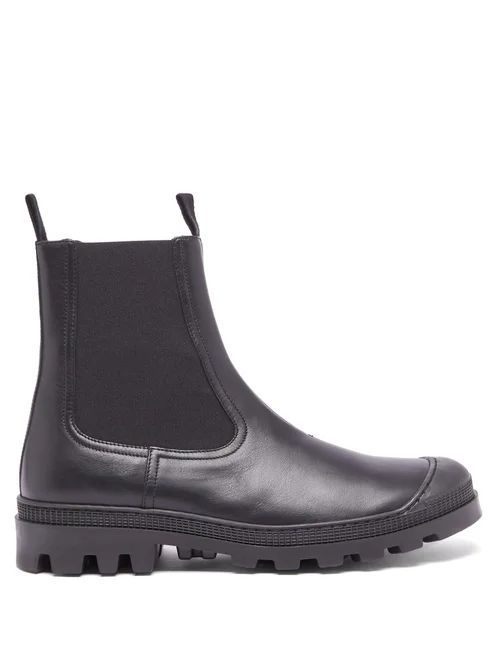 Rubber-toe Leather Chelsea Boots - Mens - Black