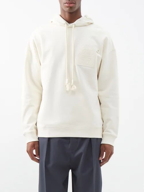 Anagram-patch Jersey Hoodie - Mens - Cream