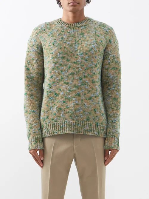 Mélange-knit Wool Sweater - Mens - Green Multi