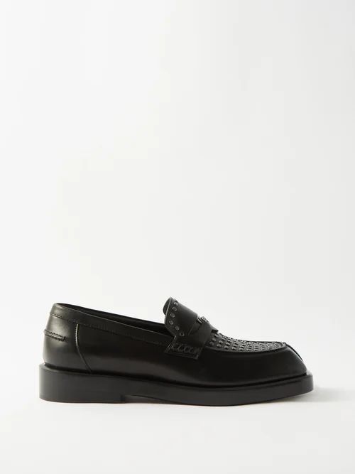 Studded Leather Loafers - Mens - Black