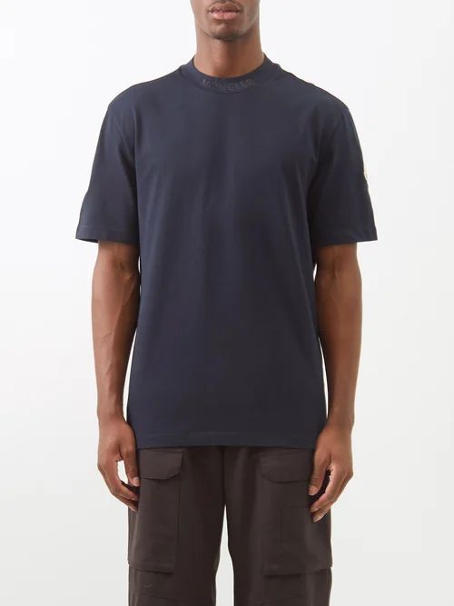 Logo-print Cotton-jersey T-shirt - Mens - Dark Blue