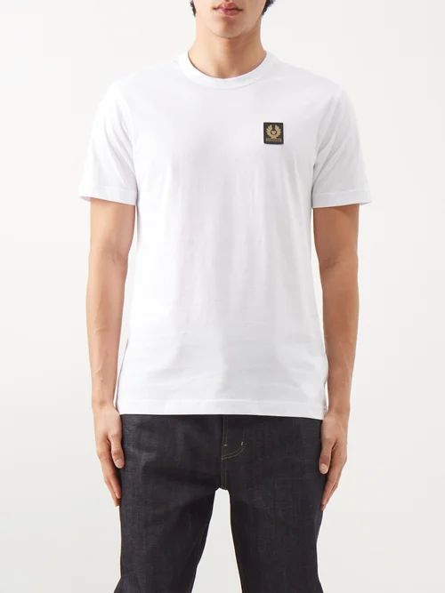 Logo-patch Cotton-jersey T-shirt - Mens - White