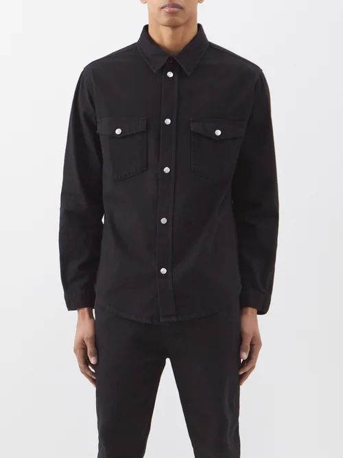 Flap-pocket Denim Shirt - Mens - Black