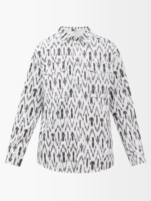 Jotarik Ikat Cotton-blend Overshirt - Mens - Black White