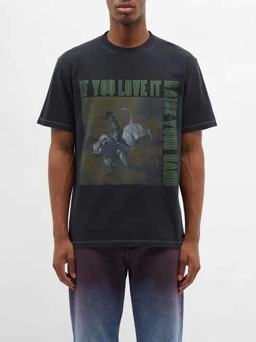 Bull-print Cotton-jersey T-shirt - Mens - Black Multi