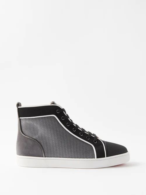 Louis Orlato Suede And Mesh High-top Trainers - Mens - Black White
