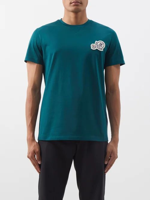 Flocked-logo Cotton-jersey T-shirt - Mens - Khaki
