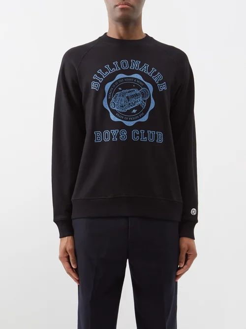 Academy Logo-print Cotton-jersey Sweatshirt - Mens - Black