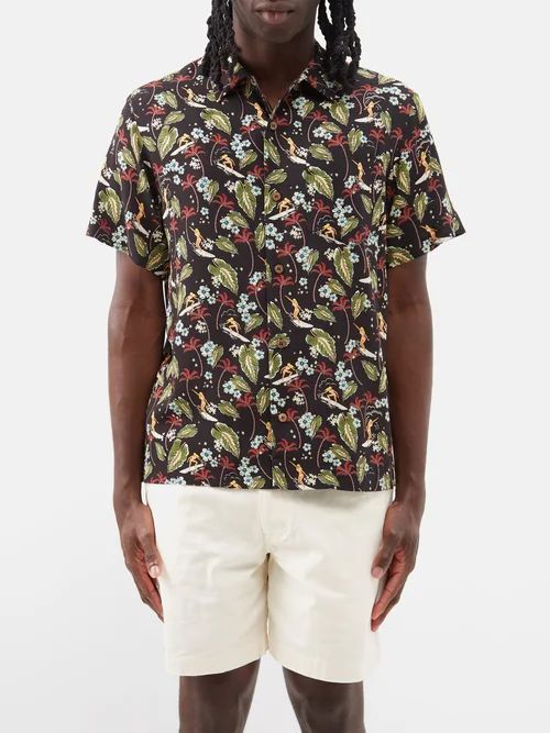 Lloyd Floral-print Satin Shirt - Mens - Black Multi