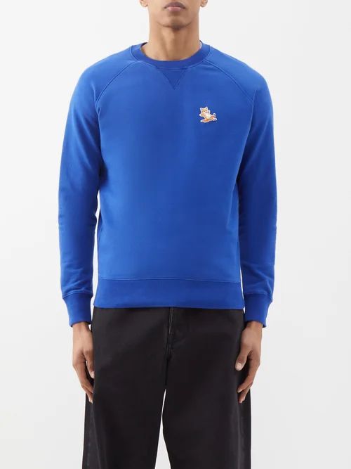 Chillax Fox-patch Cotton-jersey Sweatshirt - Mens - Blue
