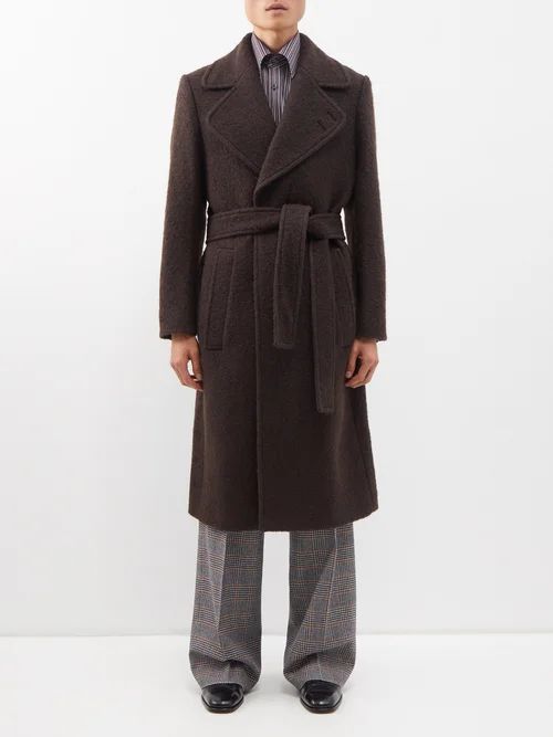 Tadzio Belted Wool-blend Bouclé Overcoat - Mens - Brown