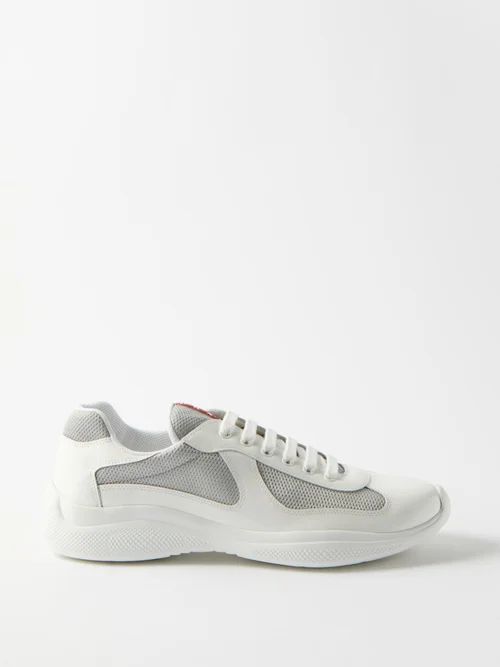 America's Cup Leather And Mesh Trainers - Mens - White Grey