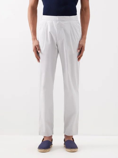 Sedgwick Elasticated-waist Cotton-blend Trousers - Mens - Light Grey