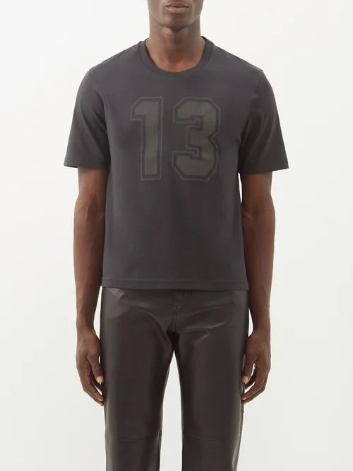 13-print Cotton-jersey T-shirt - Mens - Black