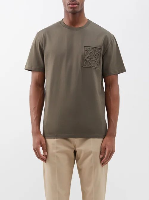 Anagram-logo Cotton-jersey T-shirt - Mens - Khaki