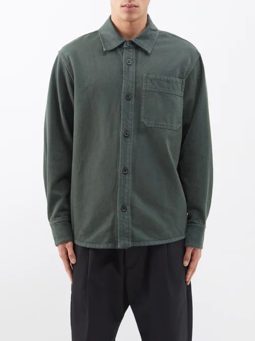 Basile Flap-pocket Cotton-twill Overshirt - Mens - Green