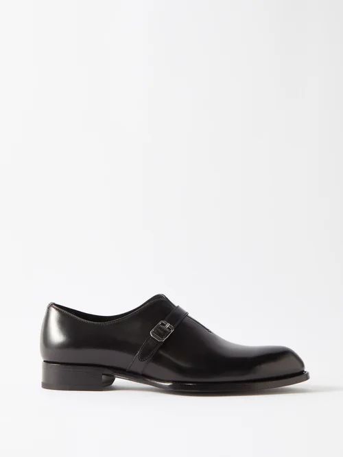 Benedict Monk-strap Leather Shoes - Mens - Black